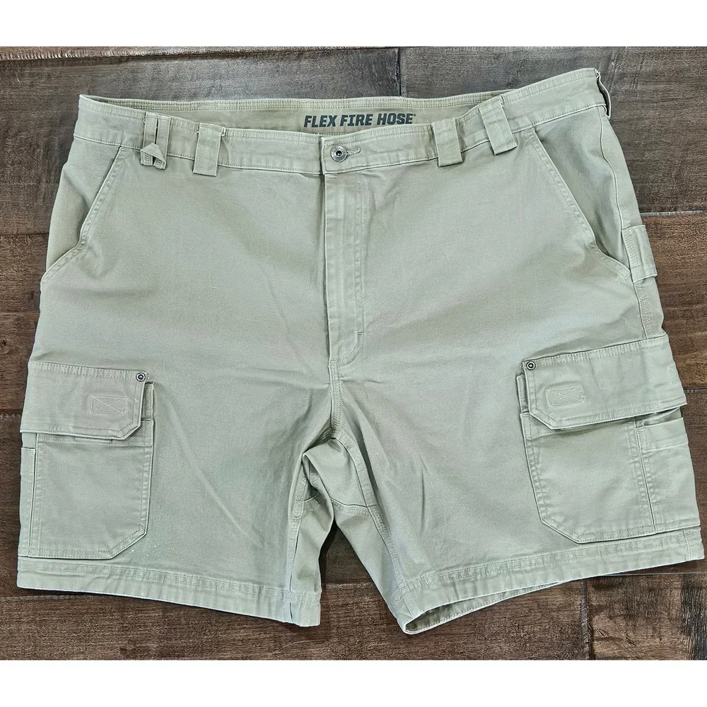 Duluth Trading Co Flex Fire Hose Cargo Shorts Mens 48 Khaki Tan Workwear Hiking
